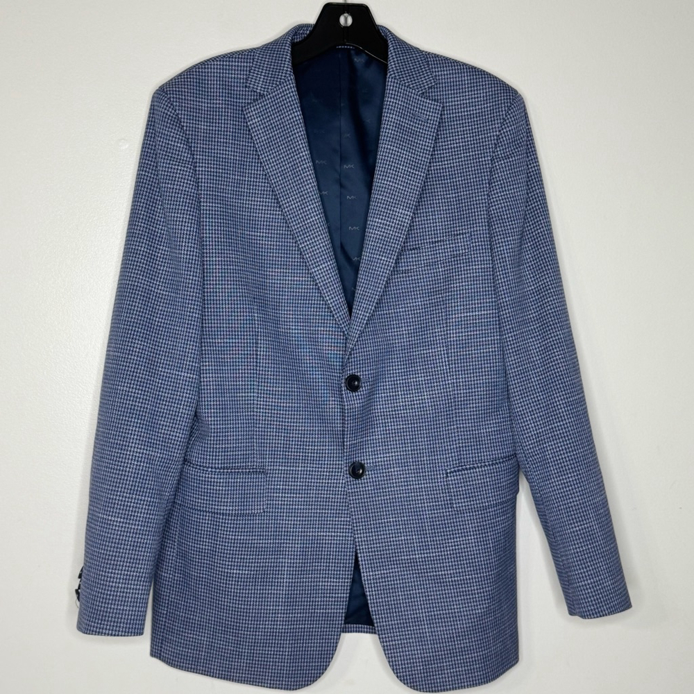 Michael Kors Men's Blue Check Classic Fit Blazer Sport Coat Suit Jacket 20R